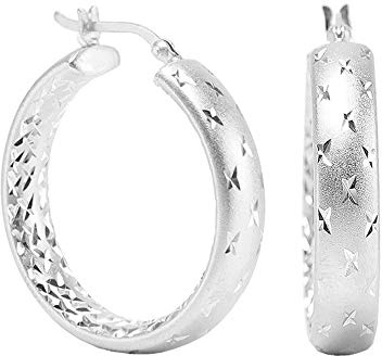 LeCalla Sterling Silber Schmuck Creolen mit Diamantschliff für Damen