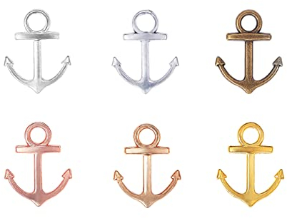 PH PandaHall 90Pcs 3 Farben Anker Charm Anhänger Antike Vintage Anhänger Nautische Anker Zeichen Metall Charms Schmuck Herstellung Zubehör Bronze Antike Charme gemischte Farbe, 19x15x2mm