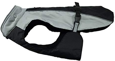 Jeggo Hundemantel Bulldogge und Mops Wintermantel Wasserdicht Allwetter Regen Jacke Hunde Weste (BUMO-1, Schwarz/Grau)