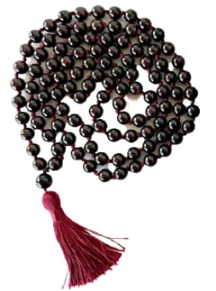 sunrisegemstone Granato 108 Mala, collana con perle di mala, collana di perle annodate per yoga, perle di preghiera, perle di meditazione, nodo yoga per meditare.