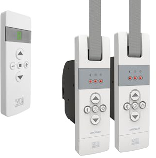 WIR elektronik, eWickler 2 Fenster Funk-Set, eW830-F, 2x elektrischer Gurtwickler + 1x Fernbedienung FB-9, für 17-23 mm Gurtband, Unterputz, bis 50 kg, inkl. Netzstecker (2 Fenster)