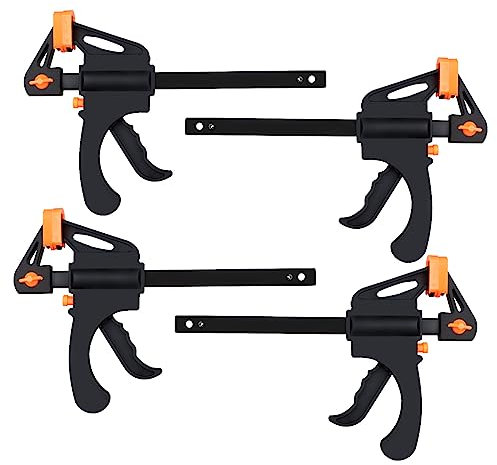ZOFUN 4 Pcs Ratchet Bar Clamps Set, 6 Inch Adjustable Quick Grip Clamp for Woodworking, One Handed Clamps Quick Release, Heavy Duty Wood F Clamps for Carpentry Woodworks, Home DIY, Art & Crafts