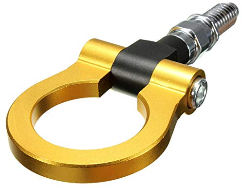 QUNINE Auto-Abschlepphaken, Universal-Aluminium-Auto-Abschleppstange, Racing-Abschlepphaken, passend für Auto-Anhänger-Ring-Zubehör, Abschlepphaken (Farbname: Silber) (Gold)