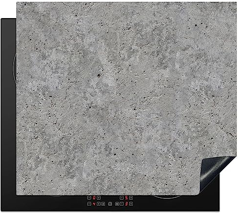 KitchenYeah© Herdabdeckplatte Einteilig Herdabdeckung Abdeckplatte für Ceranfeld Abdeckung Induktionskochfeld Aufrollbare Matte Beton - Schiefer - Grau - Design - 57x51 cm