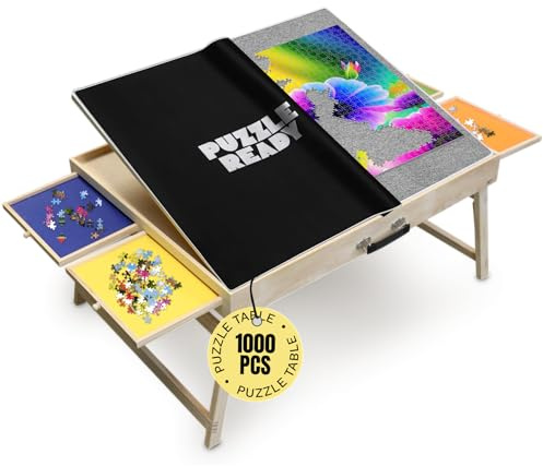 Tabla de Rompecabezas portátil y Mesa de Almacenamiento Ideal para Rompecabezas (1000 Piezas (Mesa con Patas))
