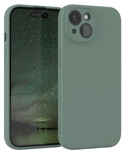 EAZY CASE - Silikonhülle für iPhone 15 Hülle Silikon Case Dunkelgrün weich stoßfeste Handyhülle Schutzhülle mit Kameraschutz Dünn Premium Schutz Cover TPU Phone Bumper in Mitternacht Grün Matt