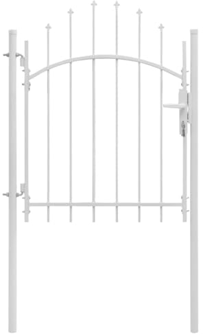 BaraSh Garden Gate Steel 1x1.75 m White,Garden Gates High galvanised wrought iron metal swing gate
