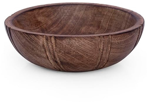 Beautiful Handmade 15 x 5 cms Decorative Mango Wood Snack Serving Bowl For Dry Fruits Chips Coffee Table Countertop Display Key Bowl Tableware Kitchen Living Room Home Decor Accents Dinnerware