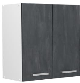 Vicco Hängeschrank R-Line, Schwarz Beton, 60 cm | 2 Türen · 1 Einlegeboden · Tiefe – 31 cm · ✓ Frei kombinierbar · ✓ Praktischer Stauraum