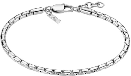 LOTUS STYLE Pulsera Hombre Acero Inoxidable 316L Brazalete de Diseño Sofisticado, Confortable y Resistente al Agua - Pulseras Hombre - Plateada 220.00 mm LS2367-2/1 - Ideal para Regalo