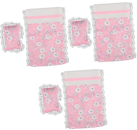 TOYANDONA Doll House Bedding Kit Miniature Bed Sheet and Pillow Set for Doll House Bedroom Accessories Miniature Bedding Prop for Mini Layout Decor