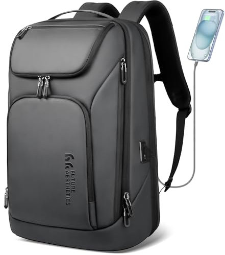 HEROIC KNIGHT Mochila de Negocios Ordenador Portátil Laptop 17,3 Pulgadas Grande para Hombre con Puerto USB Resistante al Agua Ultraligero Antirrobo Oficina Trabajo Viaje 30L (Gris)