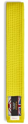 Playwell Martial Arts Cotton Solid Coloured Grading Belt - (Karate, Judo Taekwondo) (Yellow, 250cm)