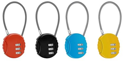 Padlocks with Code - 4-Pack Combination Padlock Set, 3-Digit Resettable, Ideal for Locker Padlocks, Cabinets, Suitcases, Gym, School, Outdoor, Weatherproof