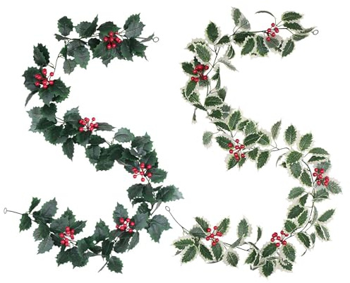 Guirnalda de bayas de Navidad, 170 cm, guirnalda de bayas de Navidad, guirnalda de árbol de Navidad, guirnalda de bayas de acebo de Navidad, artificial, guirnaldas de bayas, acebo rojo, guirnalda de