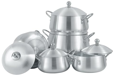 Induction Base Saucepan Set 5 Pieces Belly Shape Stockpots Stew Pan Soup Pots 18cm 20cm 22cm 24cm 26cm Casserole Dish Pan Aluminium Cookware Set