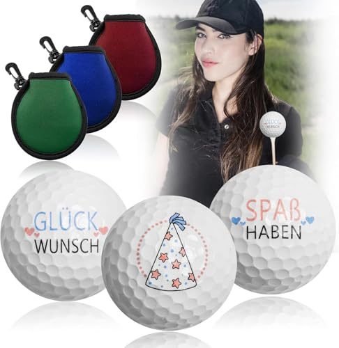 EKKONG Golfbälle, 3er Pack Lustige Golfball Geschenke Happy Birthday, Golf Geschenke für Golfer Golffans, Golfball Personalisiert Geburtstags Geschenk, 3 Einheit in Standardgröße (deutsch)