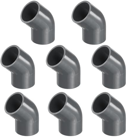 QUARKZMAN 8 Piezas Codo 45 Grados Para Tuberías 3/4 2 Vías Conectores Esquina Grado Muebles PVC Salida Lateral Para Desagües Tuberías Suministro Agua Construcción Jardín, Gris