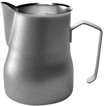 Jarra De Leche Jarra de espuma de leche de acero inoxidable, 2 uds., 350/500ML, jarra de espuma café con leche for Espresso, Latte Art, jarra de leche de vapor Barista Jarra Leche Barista(Silver 350ml