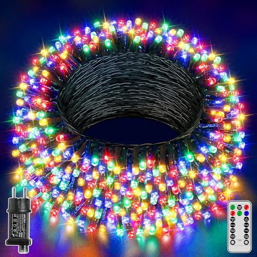 Hopexy Lichterkette außen 20 m 200 LEDs Lichterkette Weihnachtsbaum Weihnachtsbeleuchtung innen mit Fernbedienung Timer, 8 Modi IP44 wasserdicht für Garten Balkon Party Hochzeit Tannenbaum(warmweiß)