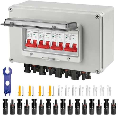 Überspannungsschutz PV, DC Trennschalter Pv Anlage DC12v-DC400v 4-String | 2P 30A Wasserdichte Solar-Combiner-Box Zur Wandmontage, Ip67 Wasserdichter Lasttrennschalter FüR Solar-PV-System