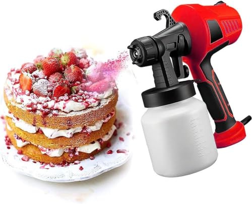 Pistola A Spruzzo Elettrica per Cioccolato da Dessert, Kit per Decorare Torte Spruzzatore di Vernice da 500 W con 3 Modelli, Sabbiatrice per Cottura Multifution per Torta, Decorazione, Red