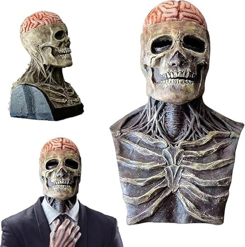 Halloween Totenkopf Maske,TotenkopfMaske mit Beweglichem Kiefer,Horror Maske,Kostüm Party Realistischer Latex-Helm,Gruselig Vollkopf Skelett maske für Herren Damen Halloween Party Rollenspiele ﻿ ﻿