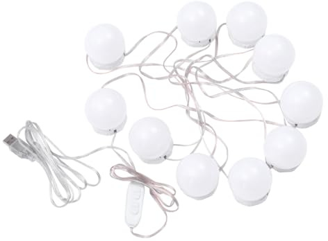 Homoyoyo LED Schminkspiegel Beleuchtung 10 Stück Lichterkette USB Dimmbar 3-farben Augenschutz Kosmetikspiegel Licht für Make Up und Badzimmer