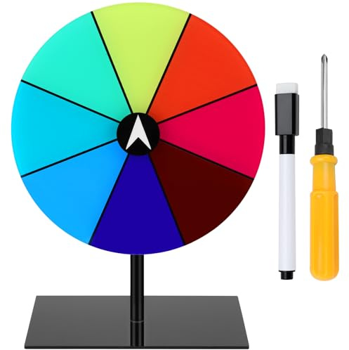 Mumjooyi Roue de la Fortune 8 Slot Roue de la Chance Portable Roue de Prix de Table avec Marqueur et Tournevis pour Jeux de Fortune Carnaval et Foire Roue de Prix