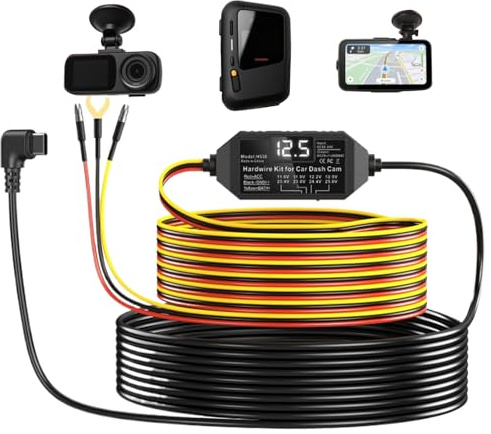 Câble Dash Cam - Câble De Charge À 3 Fils avec Écran pour Caméra De Voiture - Moniteur De Tension Type C pour Systèmes De Sécurité Véhicule Et Détecteur