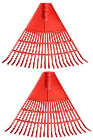GARIOUANS Rastrelli per Prato e Giardinaggio in Plastica Pp 21 Denti Rosso, Attrezzi Manuali per Raccolta Foglie, Pulizia Giardino e Prati, Set da 2 Pezzi per Uso Esterno