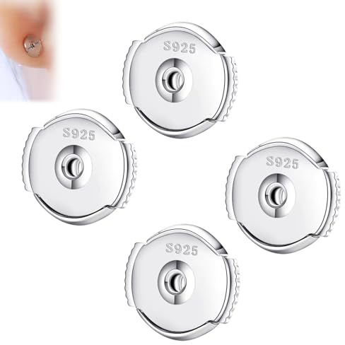 2 Paare 925 Ohrstecker Verschluss Flach Silber, Ohrring Verschluss, Ohrringe Verschluss