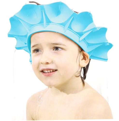 LOPUNER Adjustable Baby Shower Hair Washing Shield Cap for Boys Made of Waterproof TPE Material with Soft Elastic Band, Easy to Wear and Take, Protects Ears During Bathing