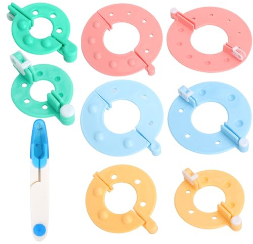 Set Pom Pom Maker 9 Pezzi con Forbici da Taglio Pom Pom Kit con 4 Misure per Pompon in Lana Strumento DIY per Maglia Uncinetto Decorazioni e Accessori Handmade