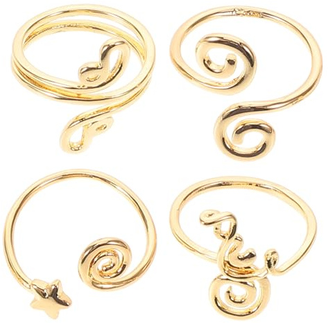 Toyvian 4 Stück Verstellbare Zehenringe für Damen Set mit Funkelnden Zirkonia in Gold Offene Strand Fußringe Sommer Schmuck für Individuellen Komfort und Modischen Look