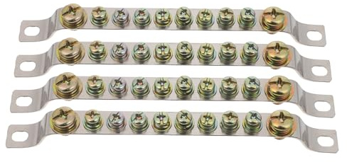 SEWACC Morsettiera a Barra di Terra in Rame Massiccio 10 Fori 2X15 Set da 4 Pezzi Connettore Neutro-Terra per Quadri Elettrici Alta Conduttività e Resistenza Termica per Applicazioni