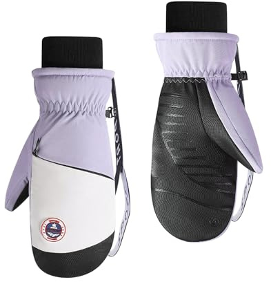 Andiker Women Waterproof Ski Gloves, Anti-slip Windproof Ski Mittens Women Snowboard Gloves for Skiing Running (Purple)