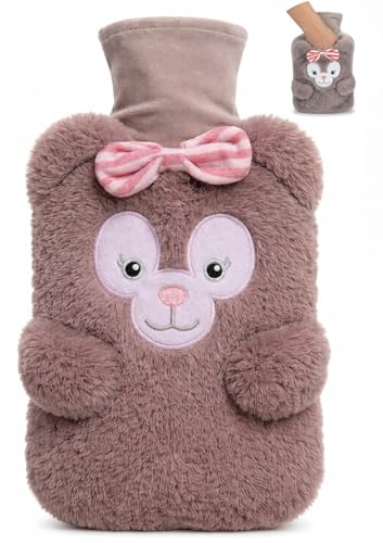 ZOVEXA 2L Extra Large Hot Water Bottle with Plush Koala Bear Cover, Natural Rubber Hot Water Bag for Hand & Feet Warmer, Pain Relief, Period Cramps, Neck & Shoulder -leak proof- BS 1970:2012 Certified
