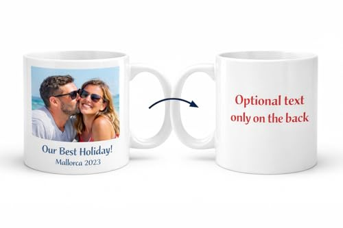 Brew Crew Gifts Mug personnalisé en céramique blanche, 325 ml, texte personnalisé, passe au lave-vaisselle et au micro-ondes, cadeau pour anniversaires, anniversaires de mariage, Noël