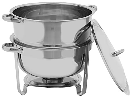 Chafing Dish for Buffet Set,14Qt Round Catering Food Warmer with Lid and Holder,Stainless Steel Buffet Server and Warmer for Parties,Events,Dinners (Silver)
