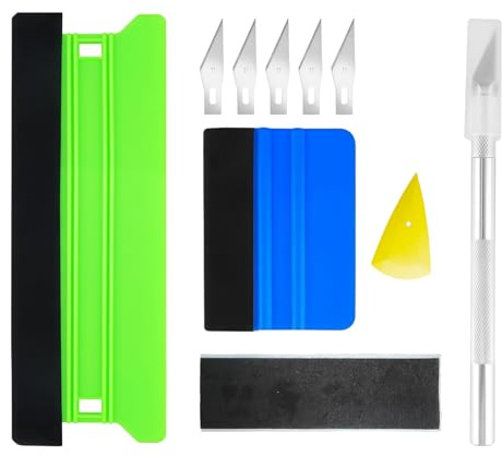 10 PCS Vinyl Wrap Tools - Car Vinyl Wrap Squeegee Smoothing Kit with Felt Edge, Window Tint Application, Trimmer & Smoother, Cutter for Car Wrapping and Bubble Removal