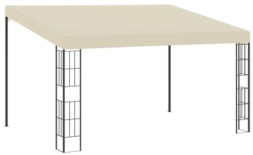 Xhnifbn Tonnelle Adossée 4x3m Belvédère Mural Jardin en Acier Crème | Abri de soleil résistant pour terrasse et cour extérieure avec structure en acier et toile avec revêtement en PA.