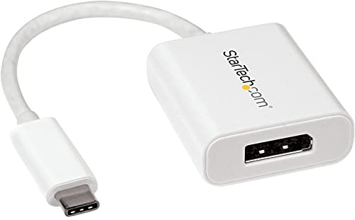 StarTech Kompakter USB-C auf DP 1.4 Adapter, 8K 30Hz, 4K 60Hz, Weiß, DSC | HBR2, DP Alt Mode, 7.1ch Audio, Thunderbolt 3 kompatibel, HDCP 2.2, Tragbar, Videokonverter