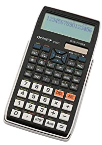 Genie 92SC wissenschaftlicher Taschenrechner/Schulrechner mit 580 Funktionen; 10-stelligem/2 Zeiligem Display und Ein-/Ausgabe wie im Schulbuch; Dual-Power (Solar/Batterie); schwarz