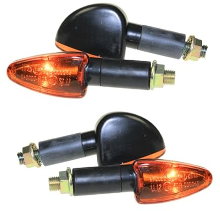 Citomerx 2 Paar Mini Blinker e-geprüft orange schwarz Leo lang | Passend für Motorrad Quad ATV Roller Moped Custom M10