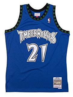 Mitchell & Ness Trikot NBA Kevin Garnett Minnesota Timberwolves 2003-04 Hardwood Classic, Blau M Schwarz