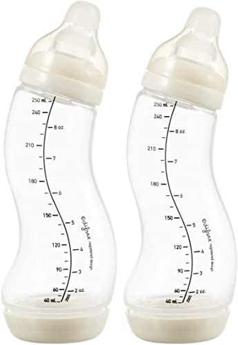Difrax Babyflaschen Set 0-6 Monate – Trinkflasche Baby Neugeborene – Anti Kolik - Gute Akzeptanz - 2x 250ml - Popcorn Creme/Beige - BPA-frei