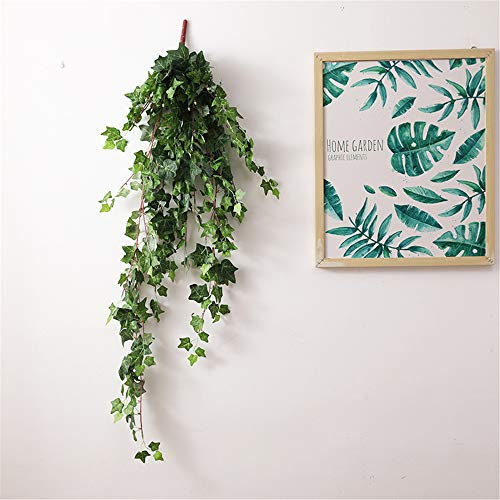 fleur artificiel,Bouquet de fleurs artificielles de vigne de coeur de cochon de lierre, décoration murale décoration de mariage feuille verte fausse vigne creeper fausse fleur-lierre vert