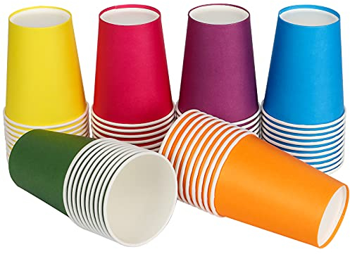 YANGTE 60Pcs Paper Cups Party Cups, 9 Ounce Multicolor Drinking Cups Biodegradable for DIY Holiday Wedding,6 Colors