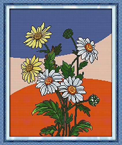 Kreuzstich-Set, vorgedruckt, OWN4B Gänseblümchen-Muster, 11 Karat, 50 x 59,9 cm, DIY-Stickset (Gänseblümchen)